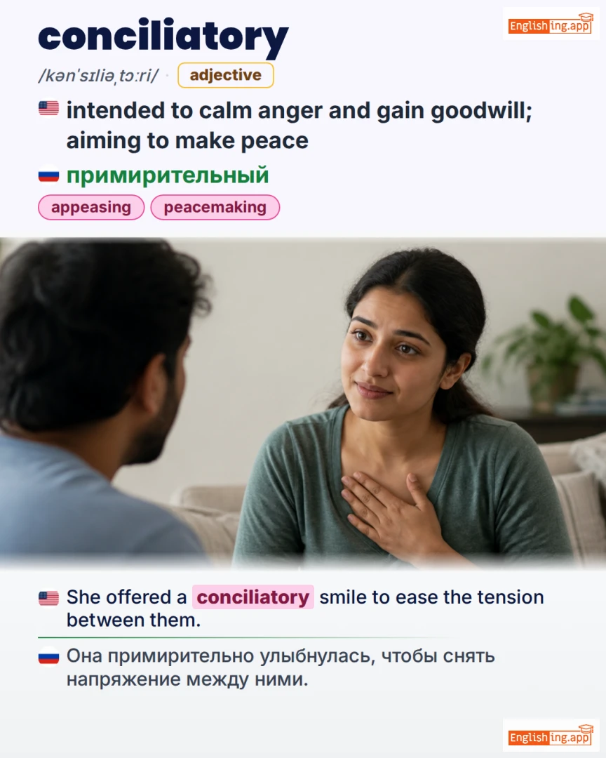 Conciliatory: English vocabulary meaning and example