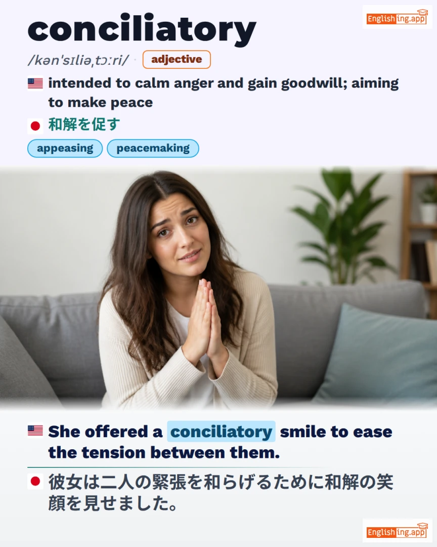 Conciliatory: English vocabulary meaning and example