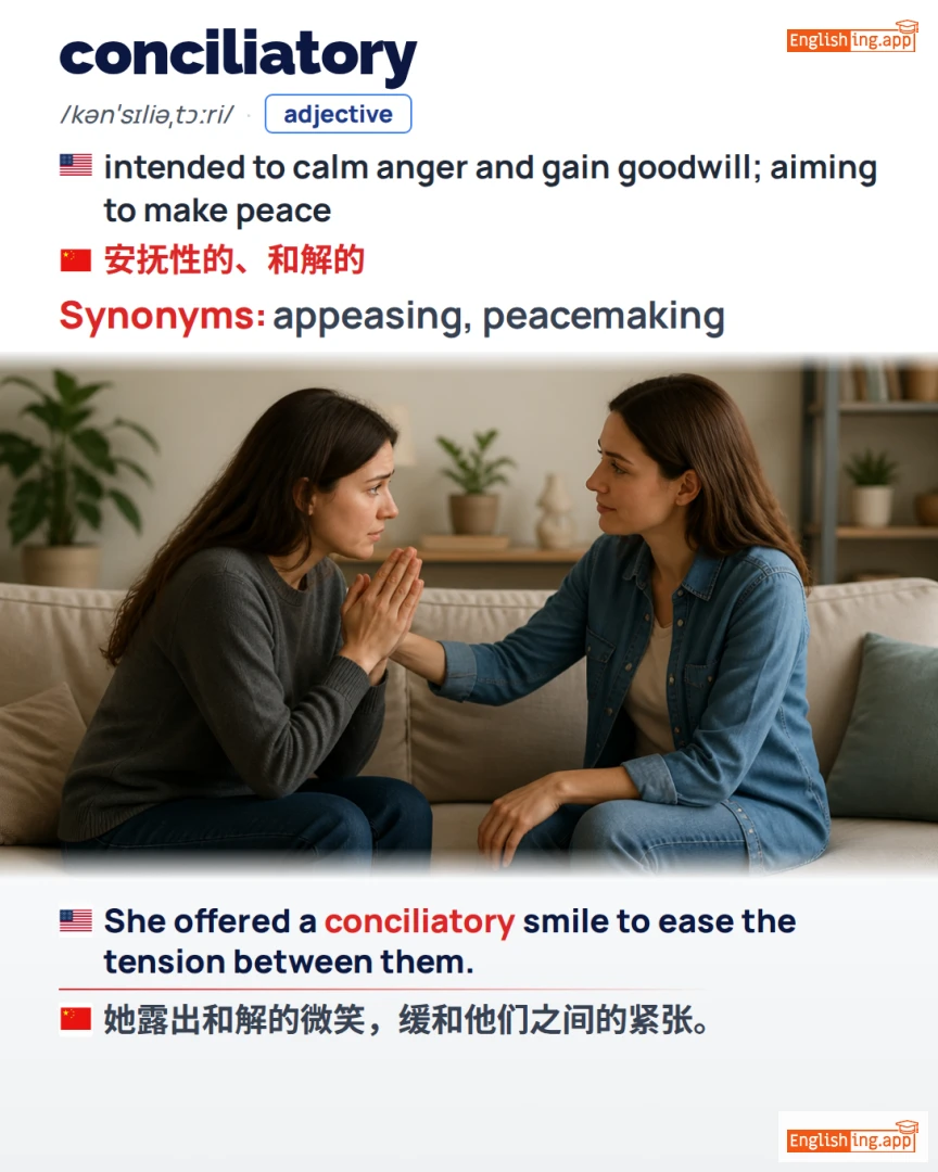 Conciliatory: English vocabulary meaning and example
