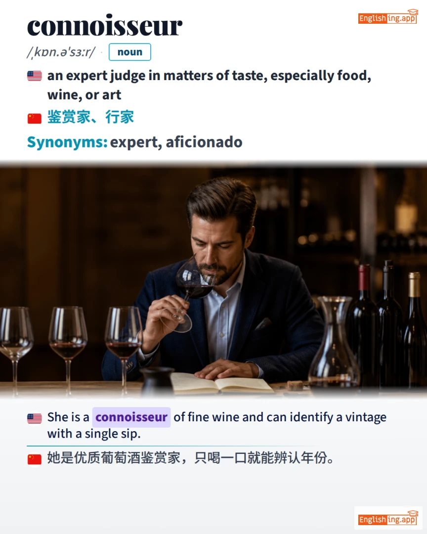 Connoisseur: English vocabulary meaning and example