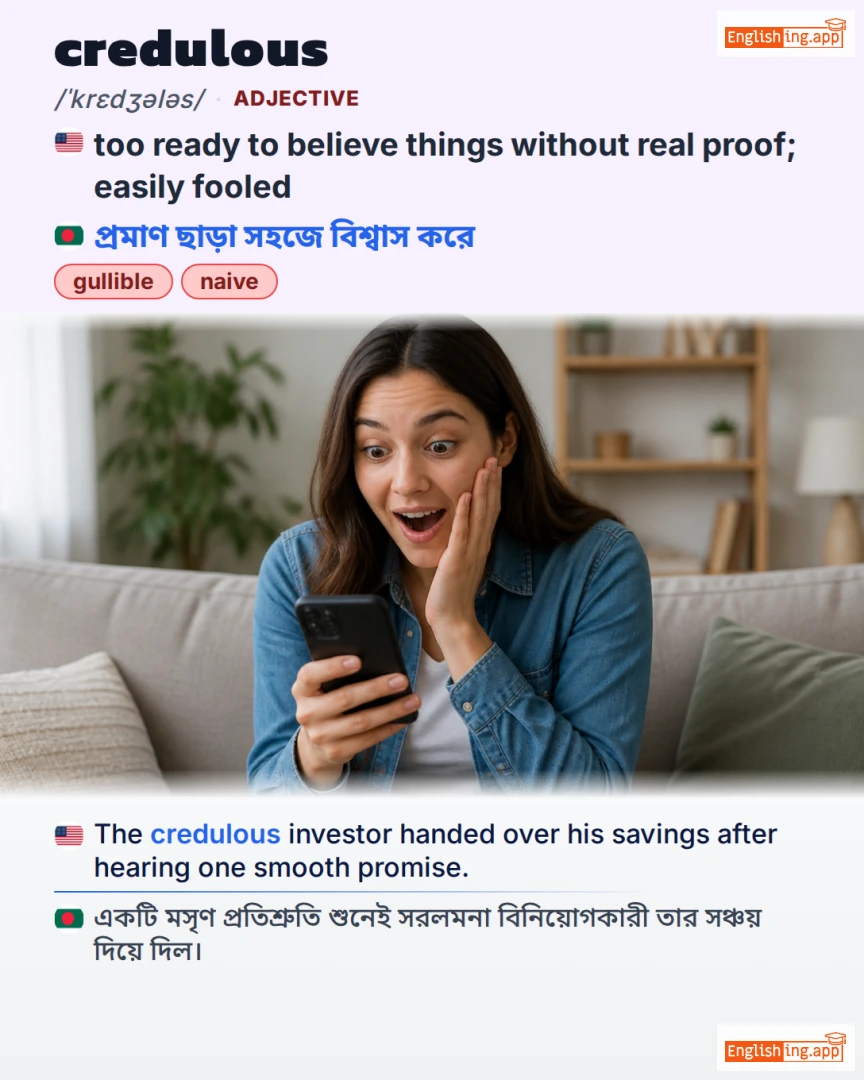Credulous: English vocabulary meaning and example