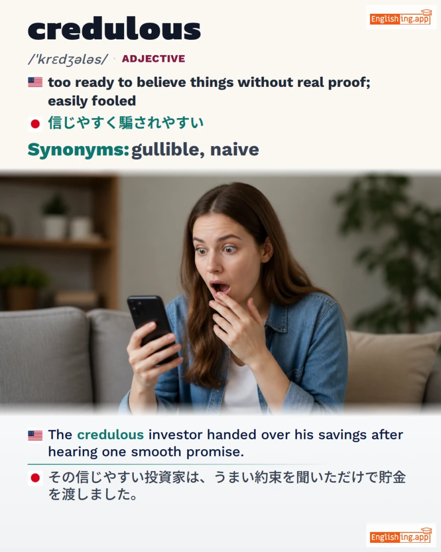 Credulous: English vocabulary meaning and example