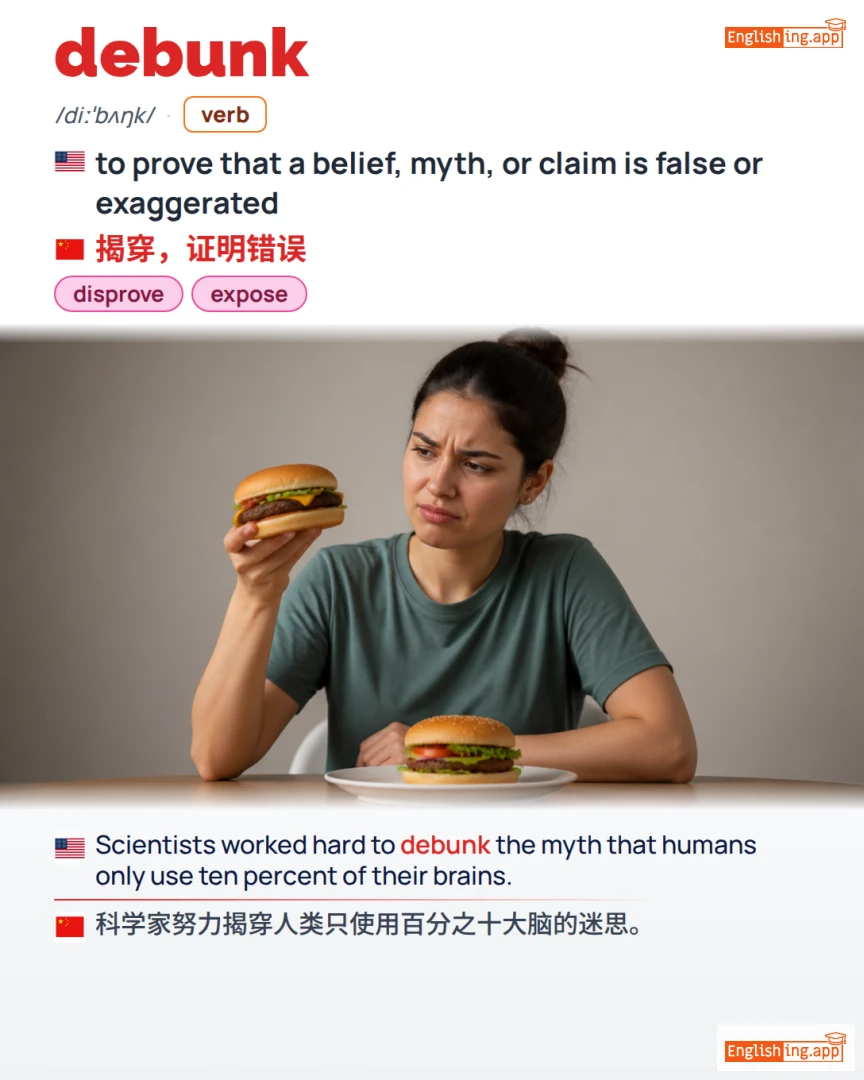Debunk: English vocabulary meaning and example