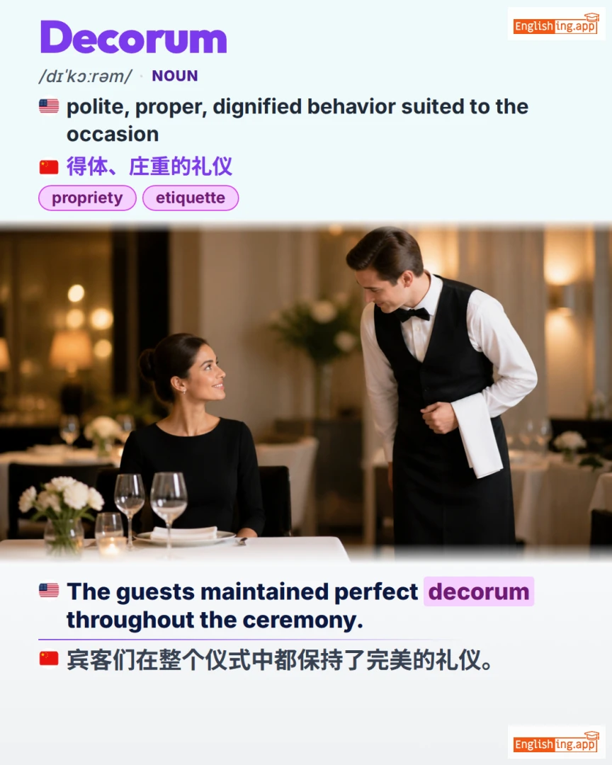 Decorum: English vocabulary meaning and example