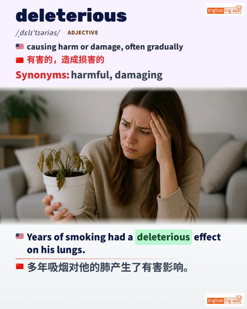 Deleterious: English vocabulary meaning and example