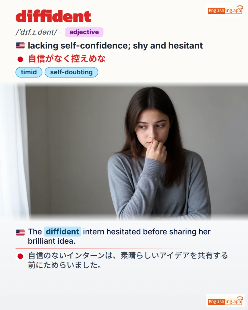 Diffident: English vocabulary meaning and example