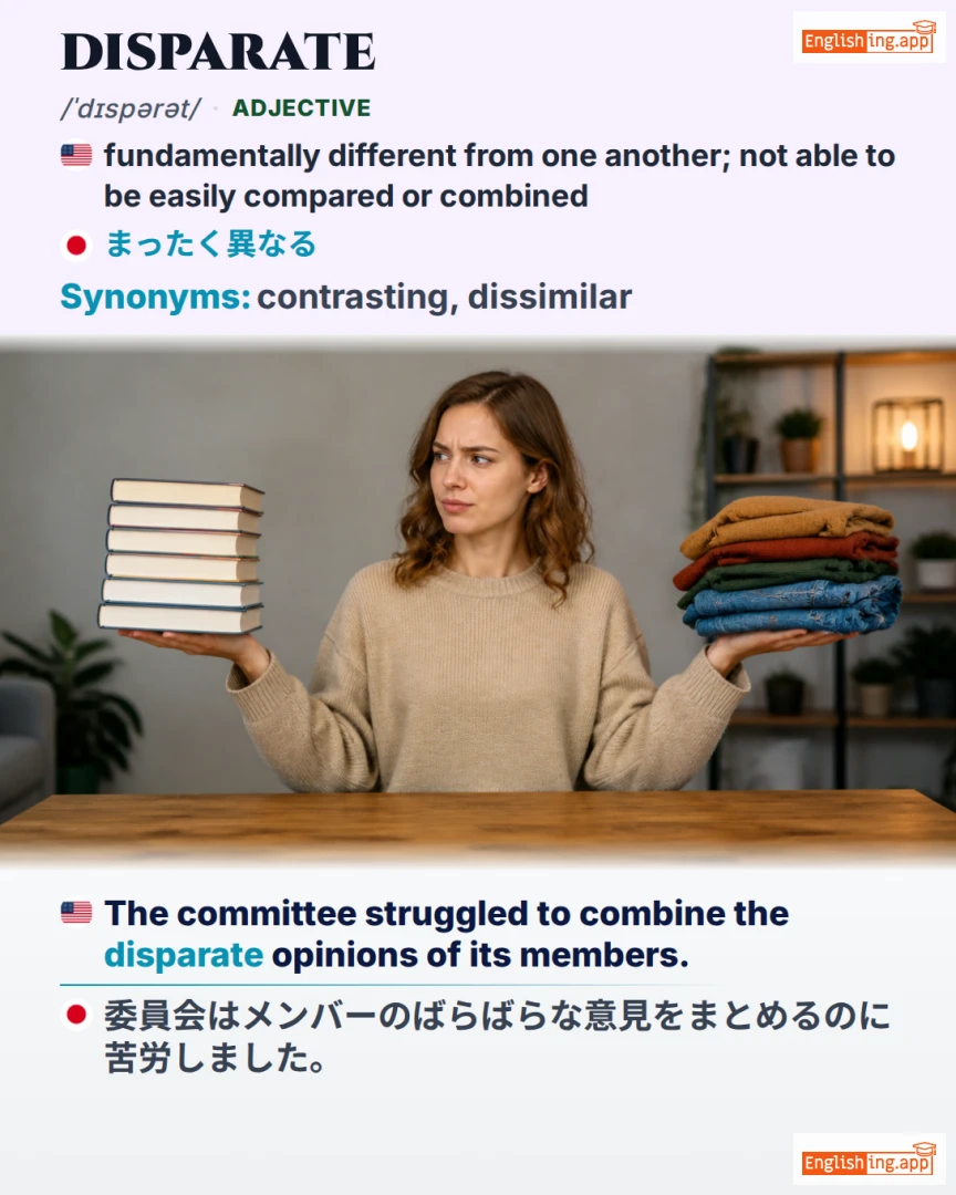Disparate: English vocabulary meaning and example