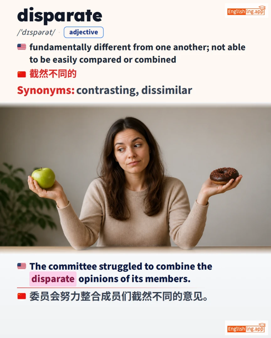 Disparate: English vocabulary meaning and example