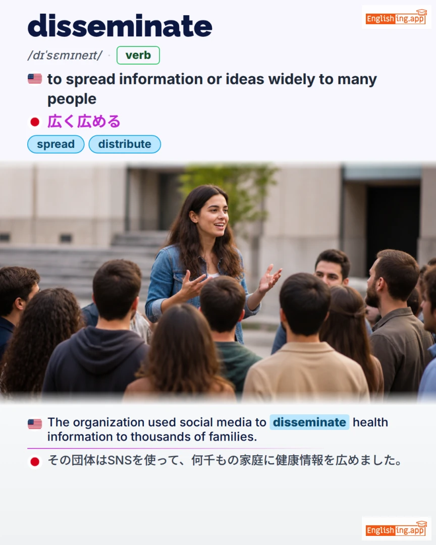 Disseminate: English vocabulary meaning and example