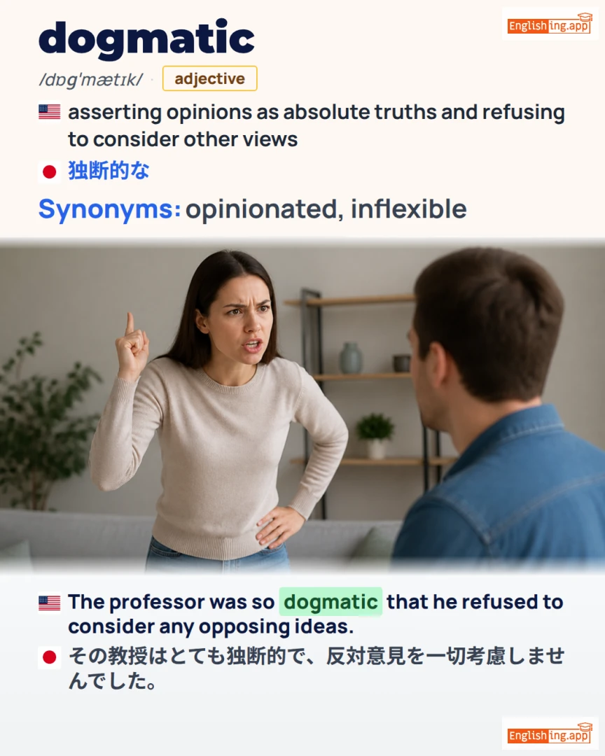 Dogmatic: English vocabulary meaning and example