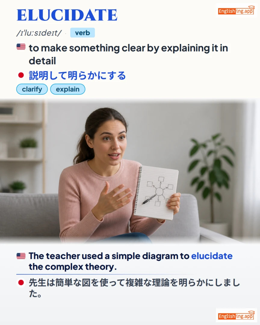 Elucidate: English vocabulary meaning and example