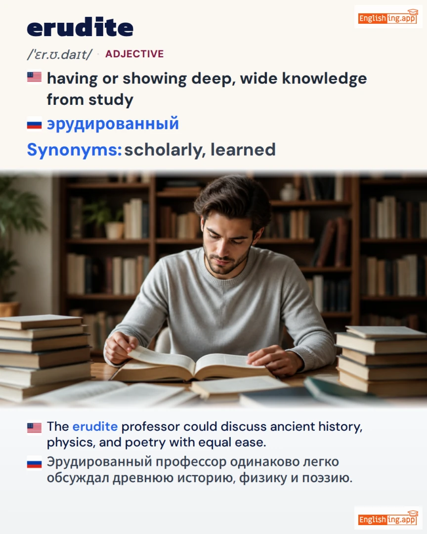 Erudite: English vocabulary meaning and example