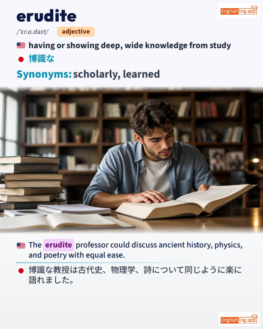 Erudite: English vocabulary meaning and example