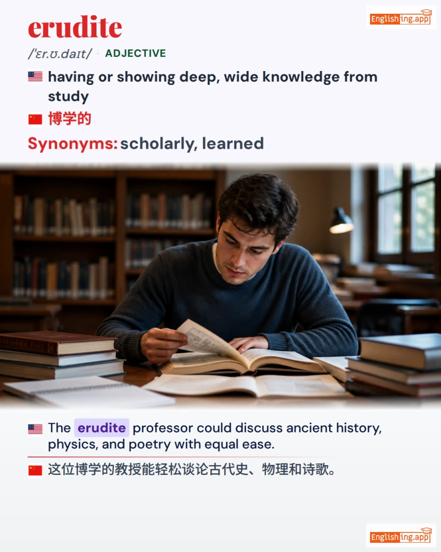 Erudite: English vocabulary meaning and example