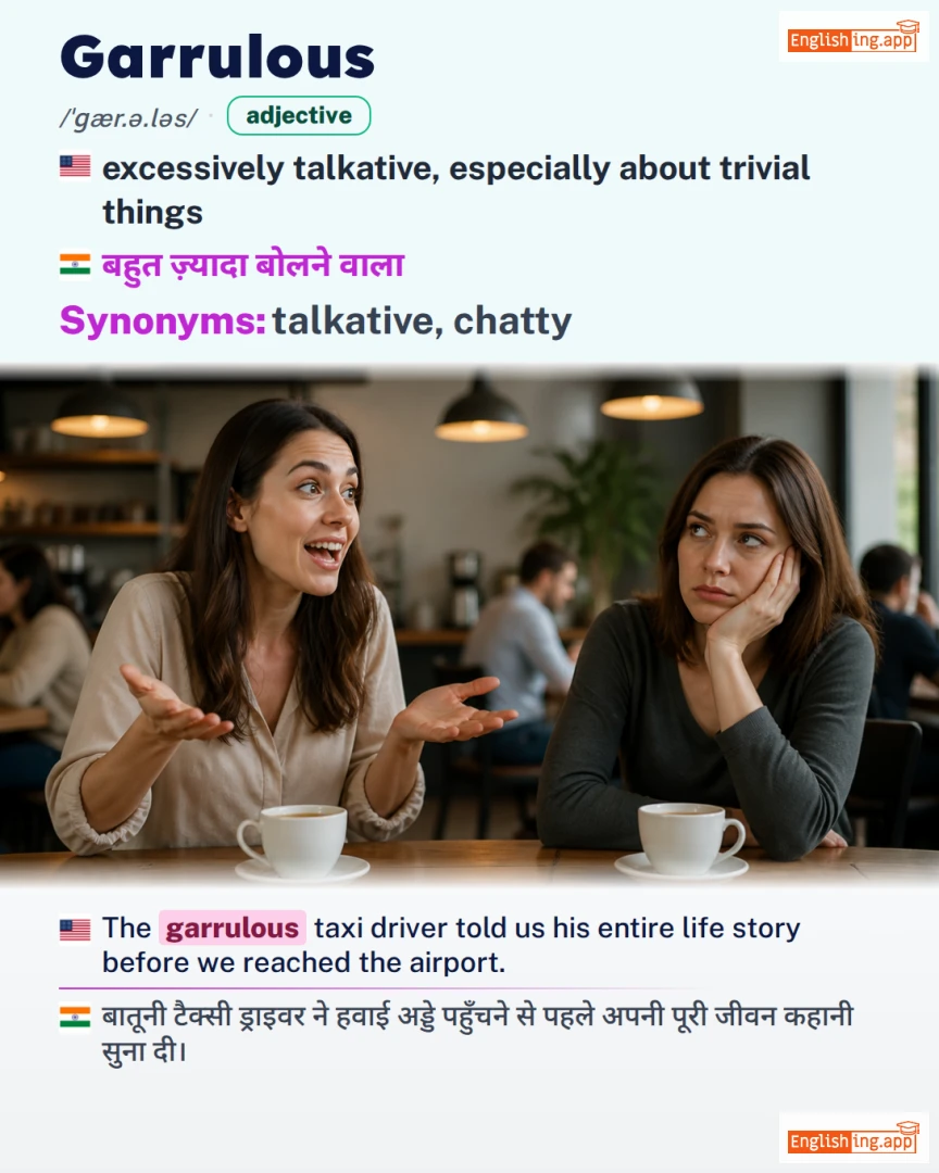 Garrulous: English vocabulary meaning and example