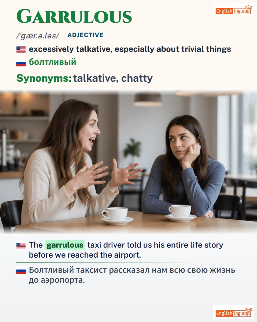 Garrulous: English vocabulary meaning and example