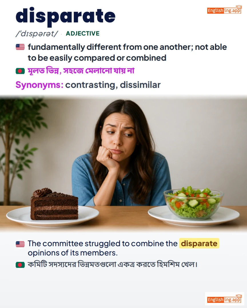 Disparate: English vocabulary meaning and example