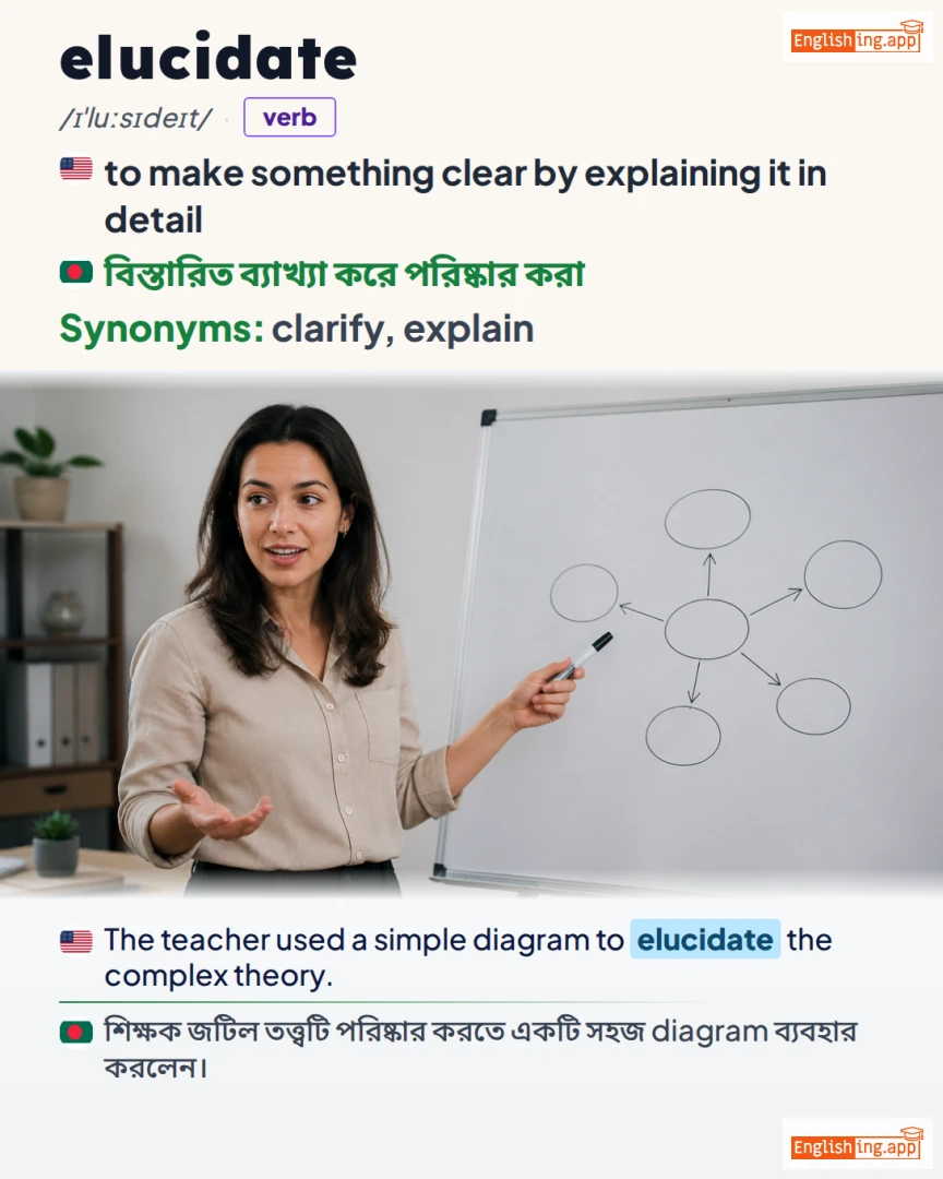 Elucidate: English vocabulary meaning and example