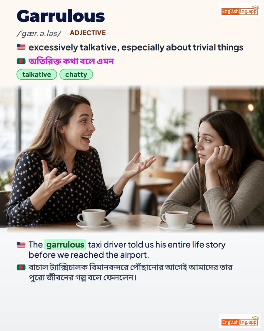 Garrulous: English vocabulary meaning and example